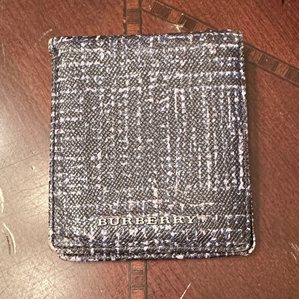 Burberry Black and Gray and. Blue Card Holder Wallet